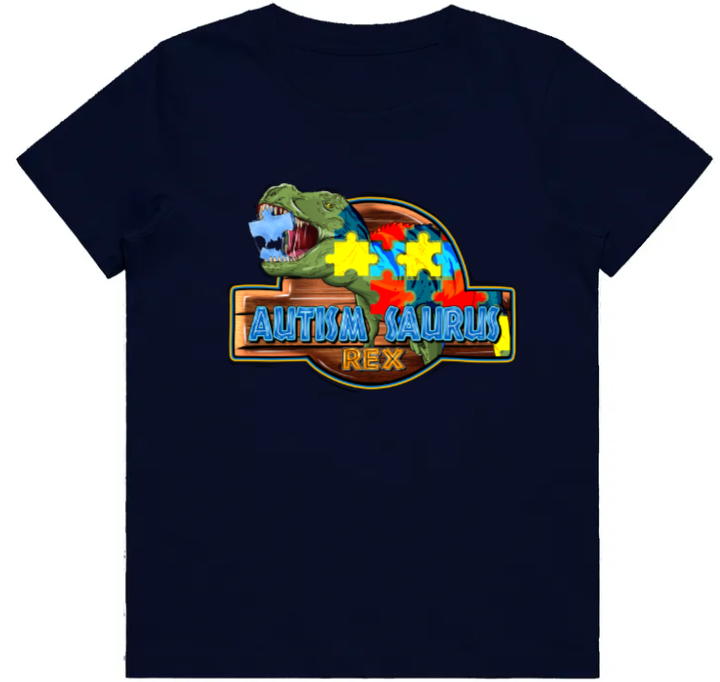 #52 Autism Jurassic Rex Kids Design Tshirts