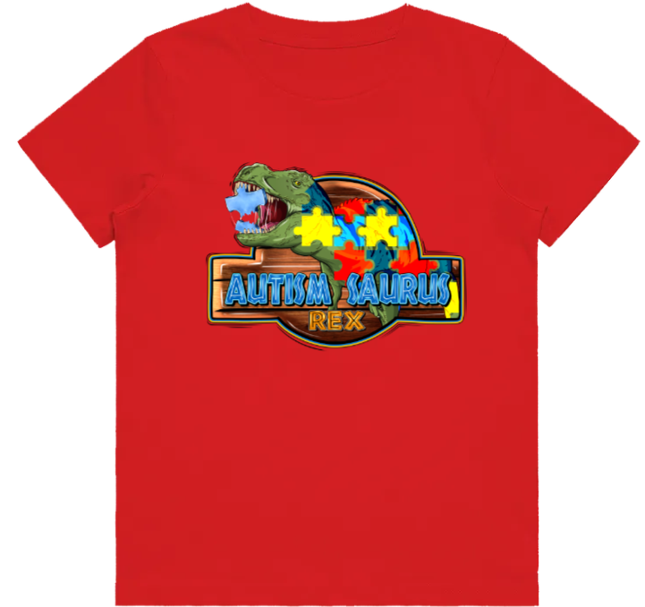 #52 Autism Jurassic Rex Kids Design Tshirts