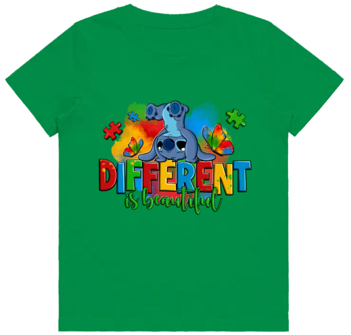 #11 Autism Stitch - Different is Beautiful Kids Design Tshirts
