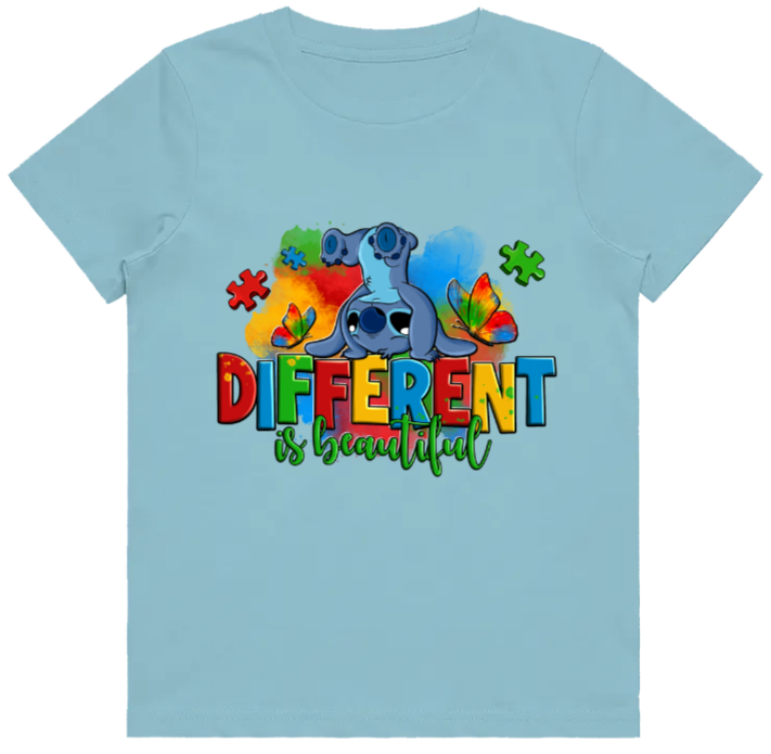 #11 Autism Stitch - Different is Beautiful Kids Design Tshirts