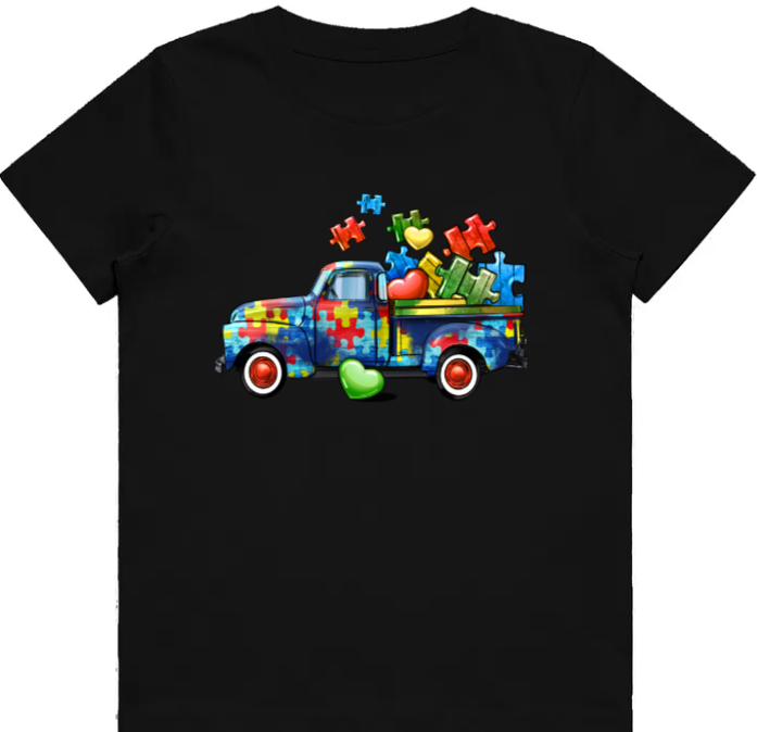 #58 Autism Truck Kids Design Tshirts