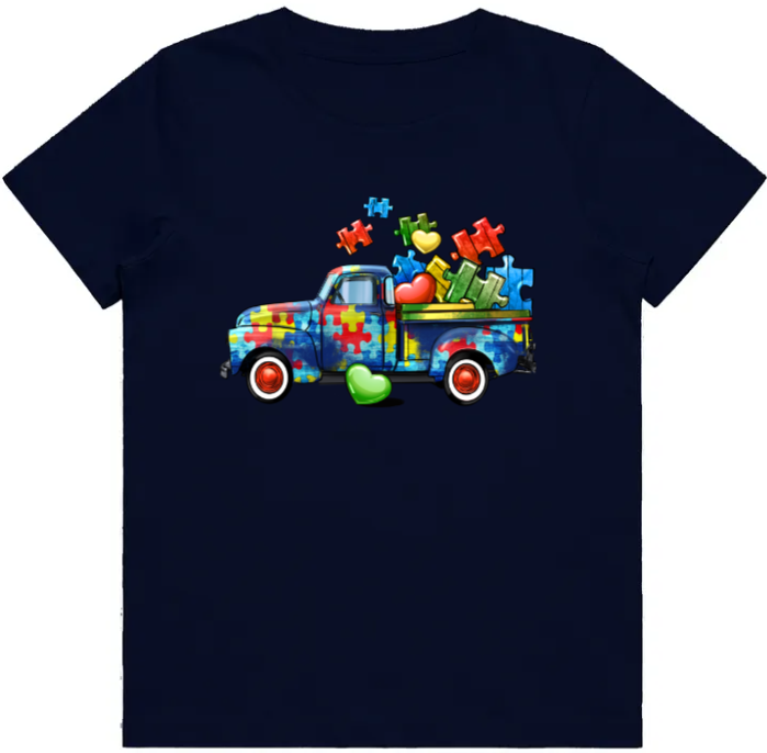 #58 Autism Truck Kids Design Tshirts