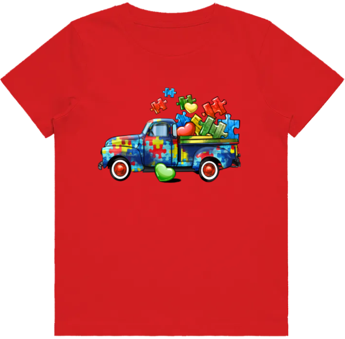 #58 Autism Truck Kids Design Tshirts