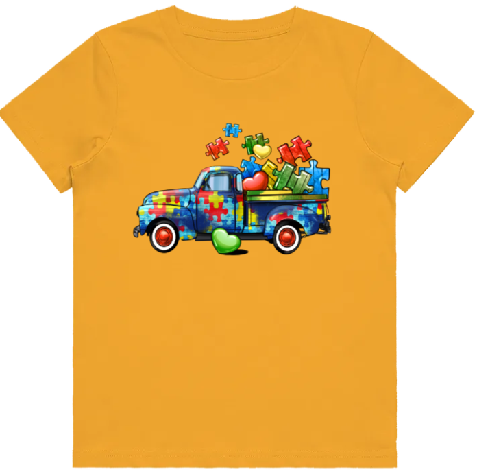 #58 Autism Truck Kids Design Tshirts