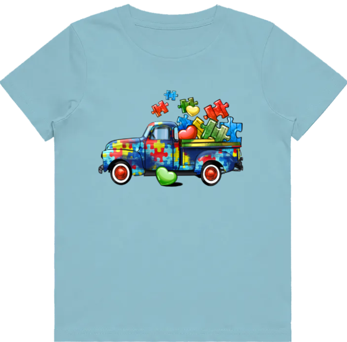 #58 Autism Truck Kids Design Tshirts