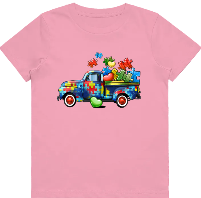 #58 Autism Truck Kids Design Tshirts