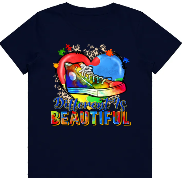 #16 Autism Shoe - Different is Beautiful Kids Design Tshirts