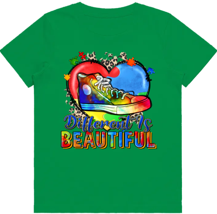 #16 Autism Shoe - Different is Beautiful Kids Design Tshirts