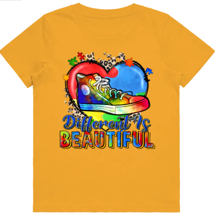#16 Autism Shoe - Different is Beautiful Kids Design Tshirts
