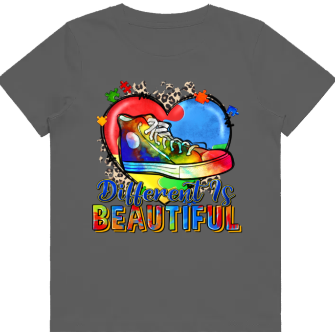 #16 Autism Shoe - Different is Beautiful Kids Design Tshirts