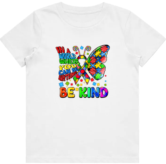 #19 Autism Butterfly Be Kind Kids Design Tshirts