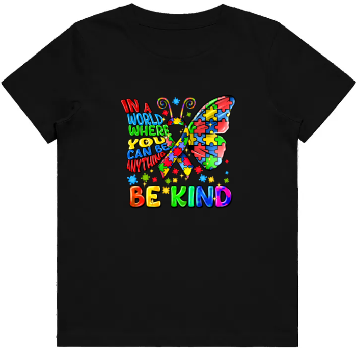 #19 Autism Butterfly Be Kind Kids Design Tshirts