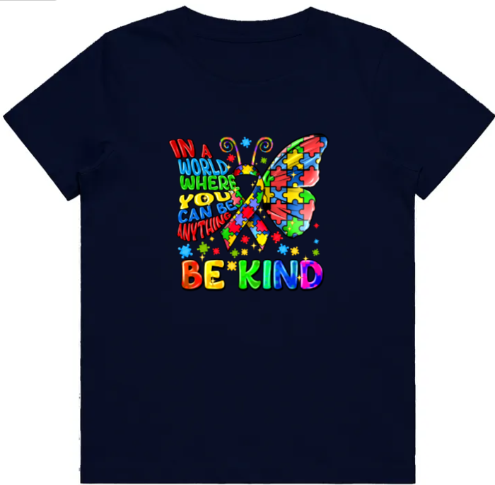 #19 Autism Butterfly Be Kind Kids Design Tshirts