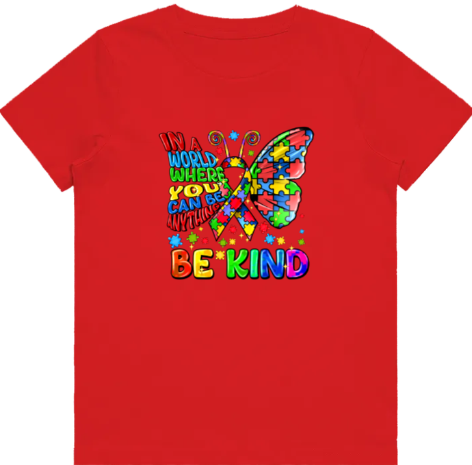 #19 Autism Butterfly Be Kind Kids Design Tshirts