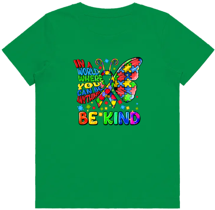 #19 Autism Butterfly Be Kind Kids Design Tshirts
