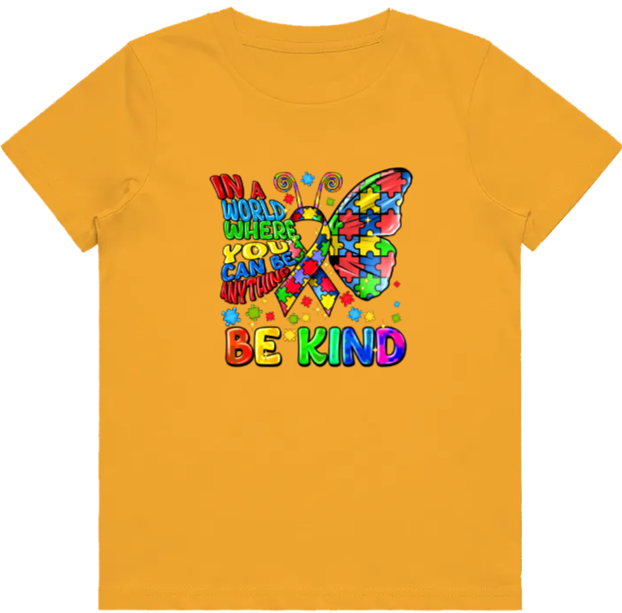 #19 Autism Butterfly Be Kind Kids Design Tshirts