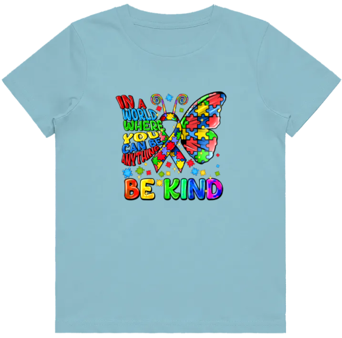 #19 Autism Butterfly Be Kind Kids Design Tshirts