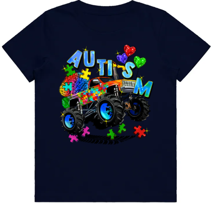 #28 Autism Monster Truck Kids Design Tshirts