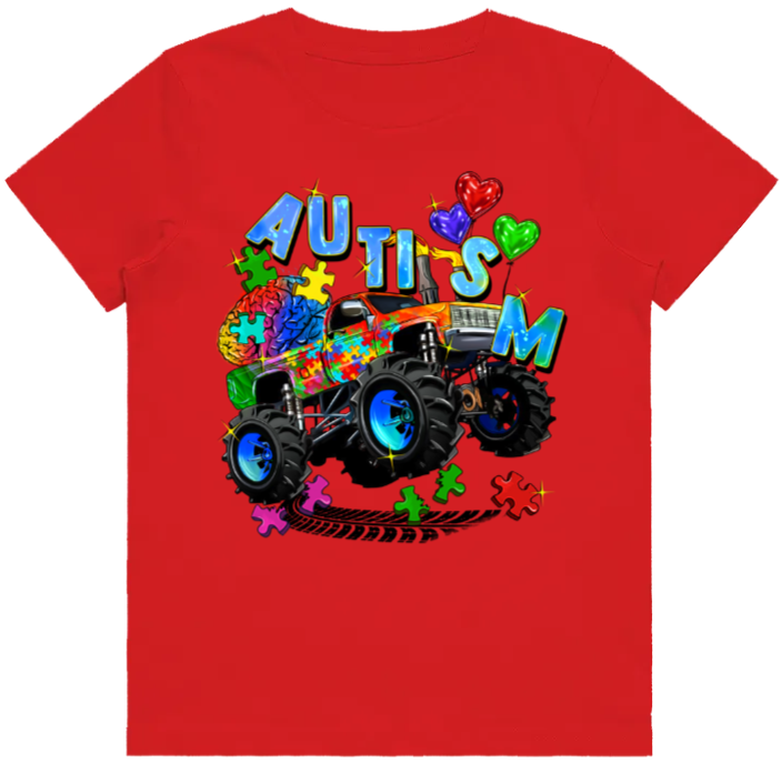 #28 Autism Monster Truck Kids Design Tshirts