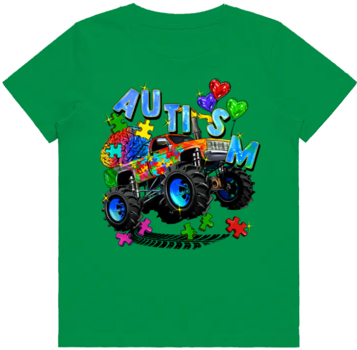 #28 Autism Monster Truck Kids Design Tshirts