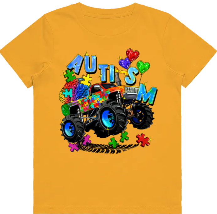 #28 Autism Monster Truck Kids Design Tshirts