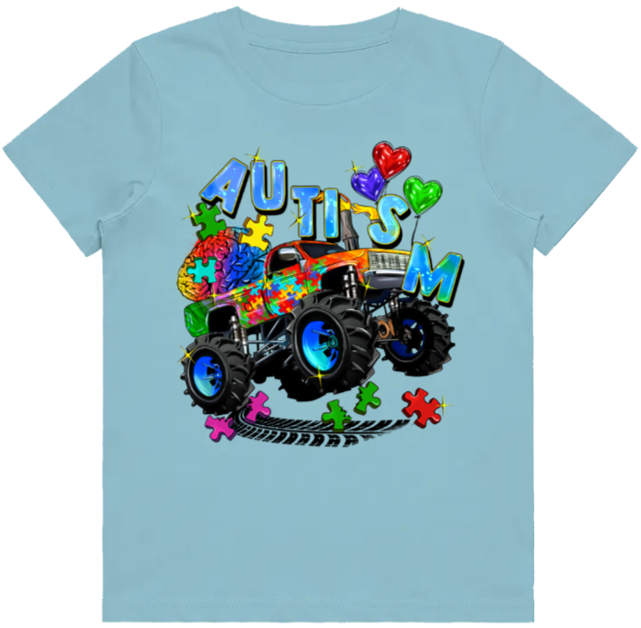 #28 Autism Monster Truck Kids Design Tshirts