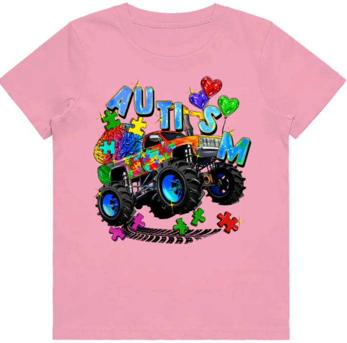 #28 Autism Monster Truck Kids Design Tshirts