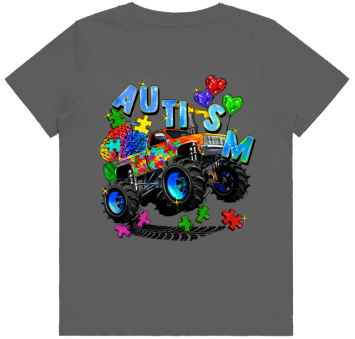 #28 Autism Monster Truck Kids Design Tshirts