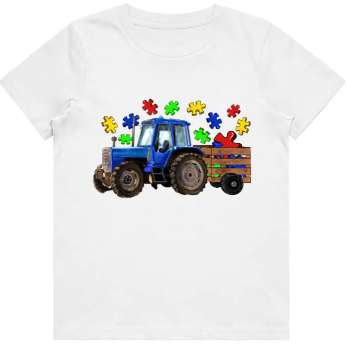 #71 Autism Tractor Kids Design Tshirts