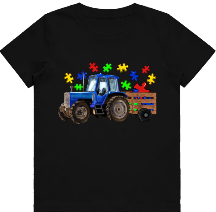 #71 Autism Tractor Kids Design Tshirts