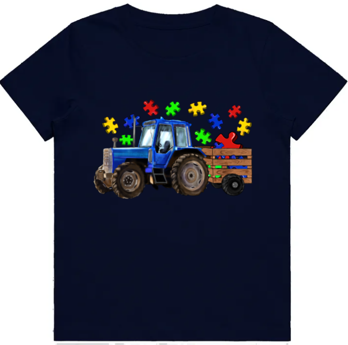 #71 Autism Tractor Kids Design Tshirts