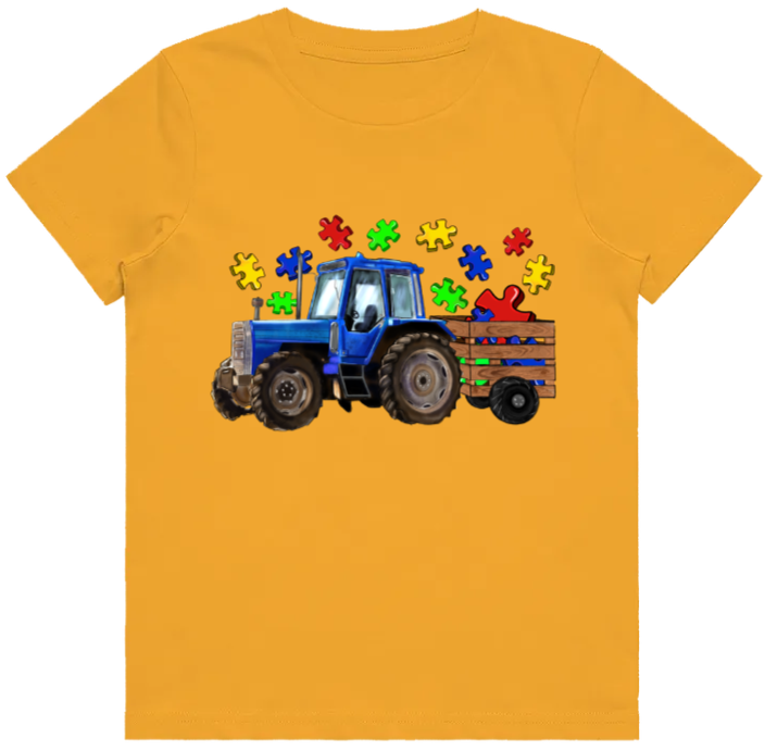#71 Autism Tractor Kids Design Tshirts