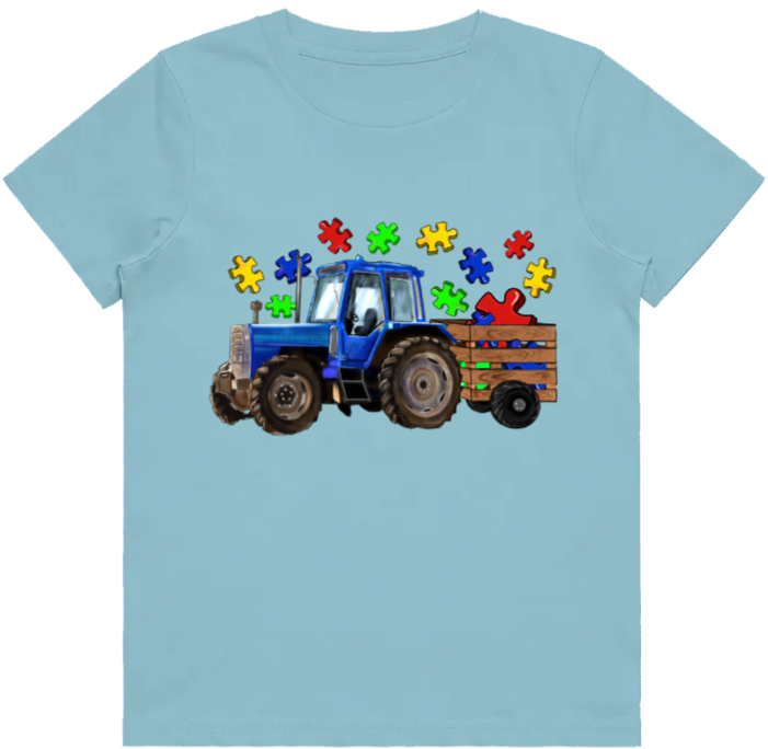 #71 Autism Tractor Kids Design Tshirts