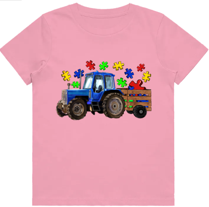 #71 Autism Tractor Kids Design Tshirts
