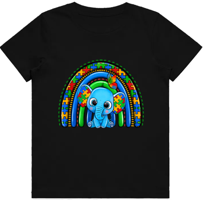 #49 Autism Rainbow Elephant Kids Design Tshirts