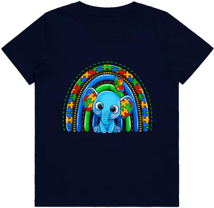 #49 Autism Rainbow Elephant Kids Design Tshirts