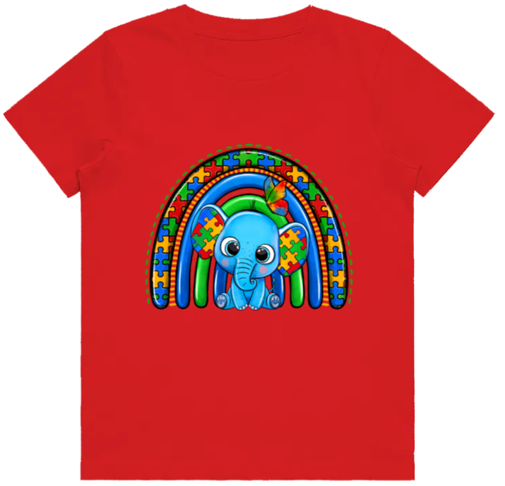 #49 Autism Rainbow Elephant Kids Design Tshirts