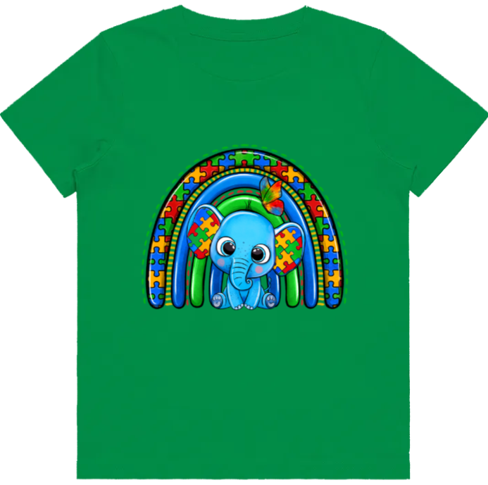 #49 Autism Rainbow Elephant Kids Design Tshirts