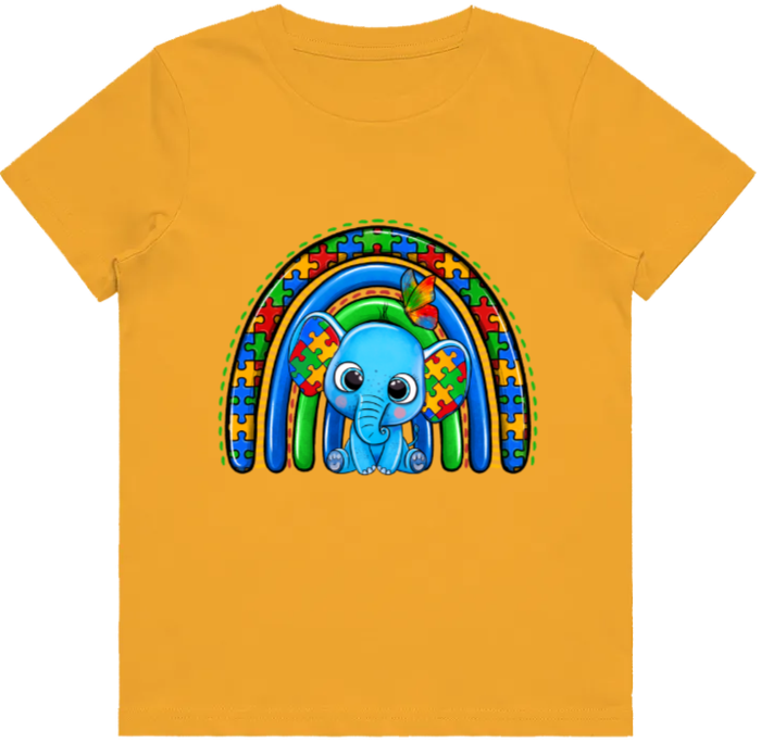 #49 Autism Rainbow Elephant Kids Design Tshirts