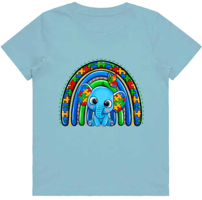 #49 Autism Rainbow Elephant Kids Design Tshirts