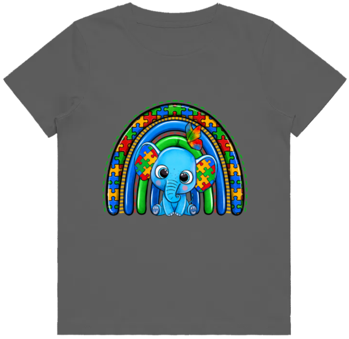#49 Autism Rainbow Elephant Kids Design Tshirts