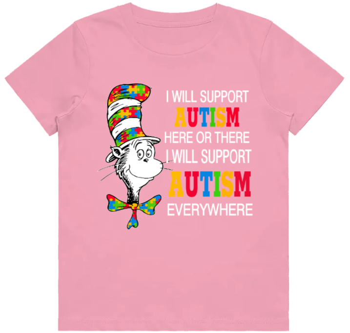 #82 Autism Cat in the hat Kids Design Tshirts