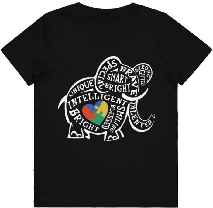 #83 Autism Elephant clever signs Kids Design Tshirts