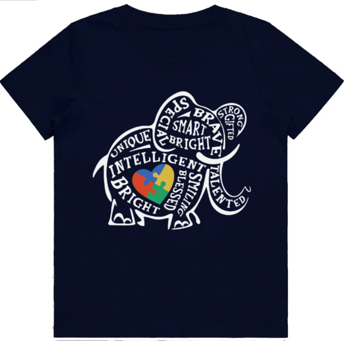 #83 Autism Elephant clever signs Kids Design Tshirts
