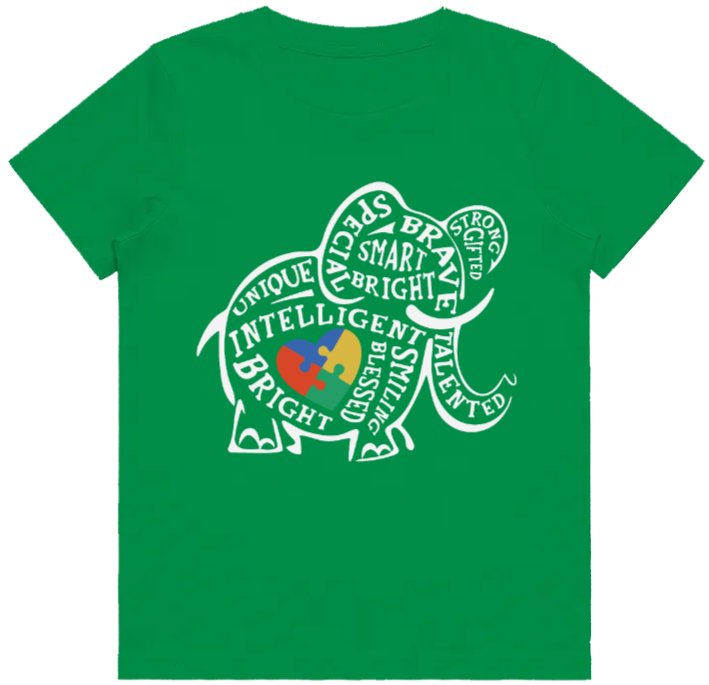 #83 Autism Elephant clever signs Kids Design Tshirts