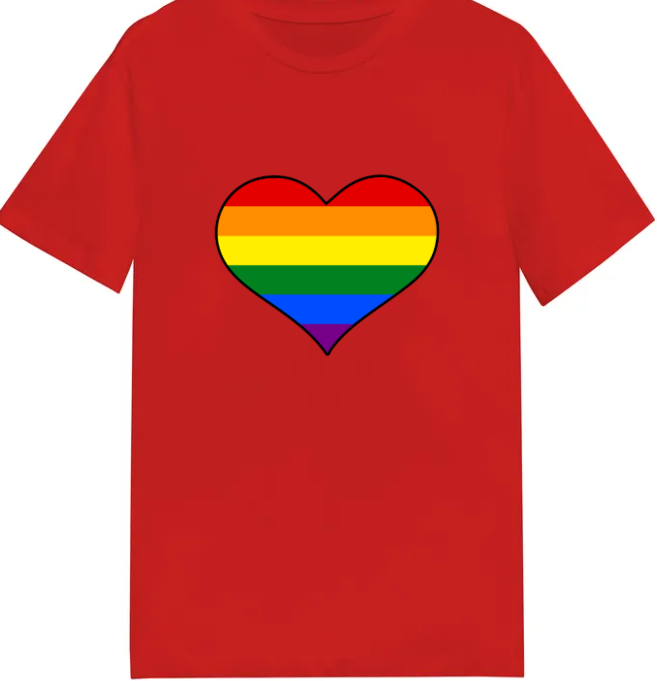 Adult unisex shirt #102 Rainbow heart