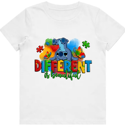 #11 Autism Stitch - Different is Beautiful Kids Design Tshirts