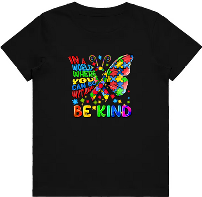 #19 Autism Butterfly Be Kind Kids Design Tshirts