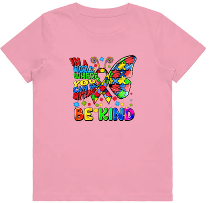 #19 Autism Butterfly Be Kind Kids Design Tshirts